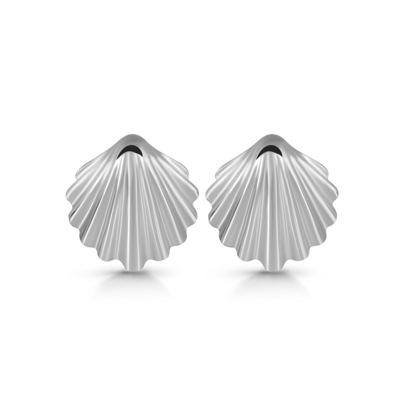 Plain Silver Shell Stud Earring PS-RDE-618.