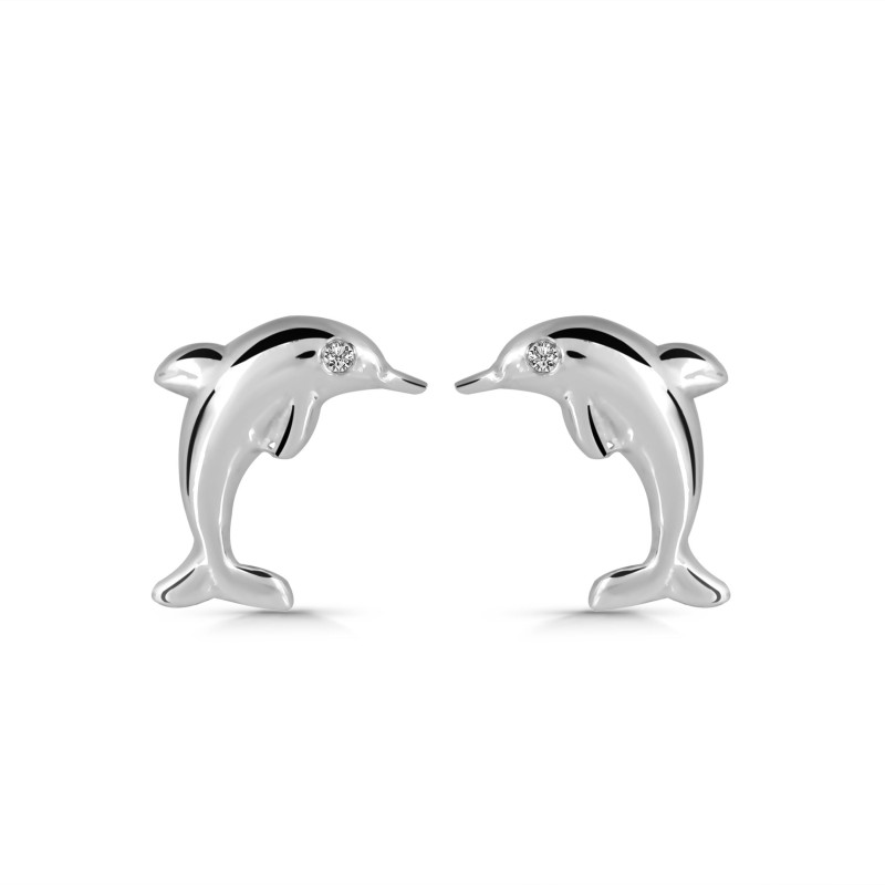 Plain Silver Dolphin Stud Earring PS-RDE-622.