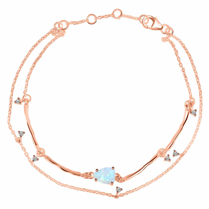 Moonstone  Raw Crystal & White Topaz Bracelet RBM-RDB-168.