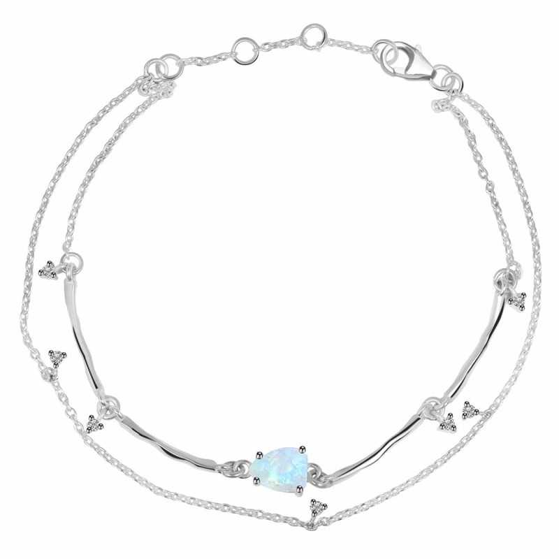 Moonstone  Raw Crystal & White Topaz Bracelet RBM-RDB-168.