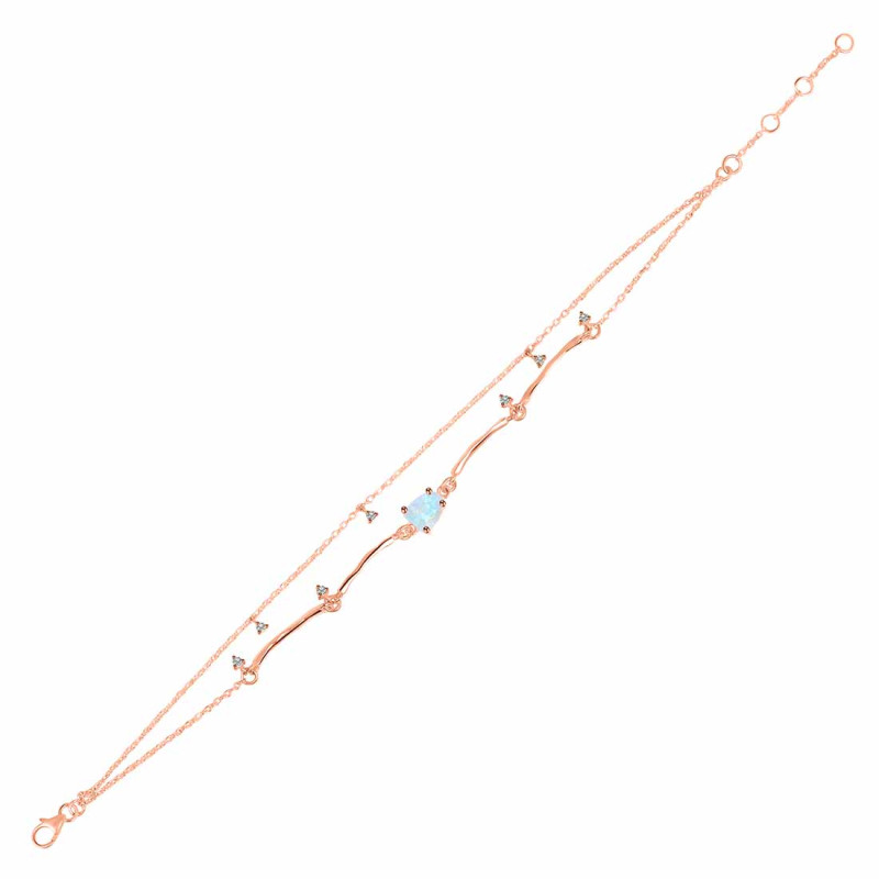 Moonstone  Raw Crystal & White Topaz Bracelet RBM-RDB-168.