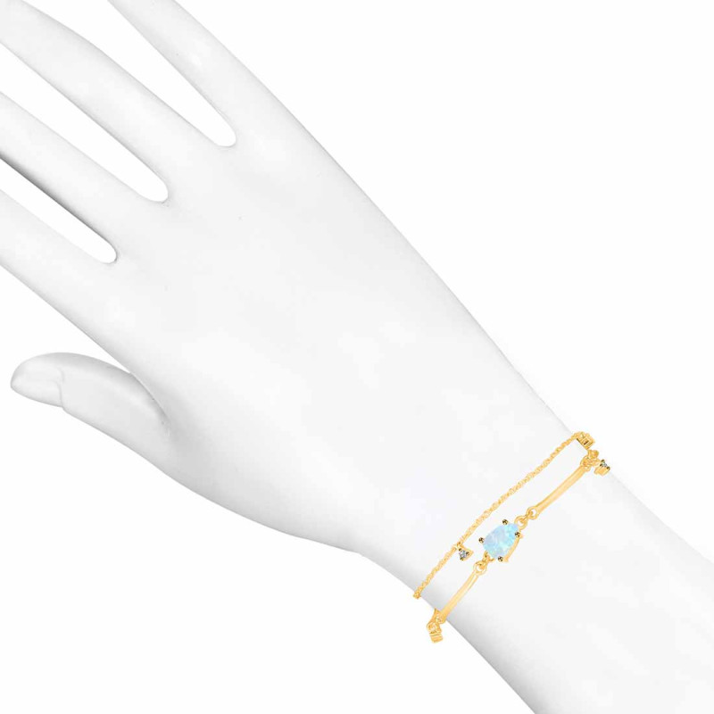 Moonstone  Raw Crystal & White Topaz Bracelet RBM-RDB-168.