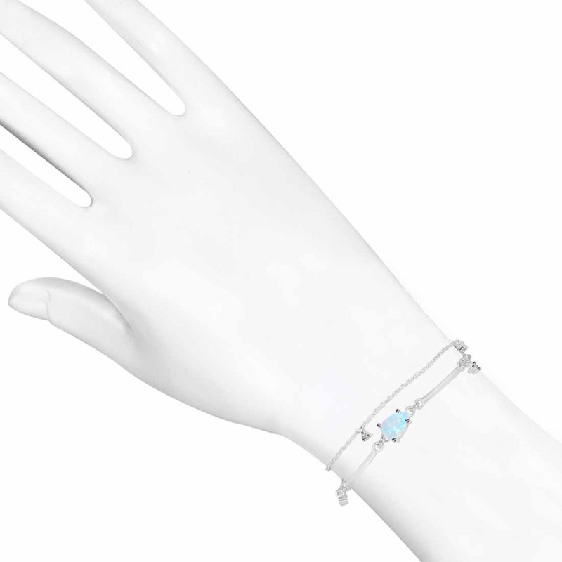Moonstone  Raw Crystal & White Topaz Bracelet RBM-RDB-168.