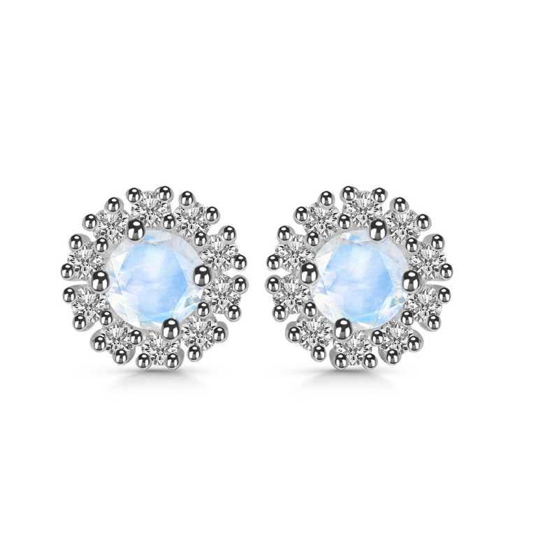 Moonstone & White Topaz Stud Earring RBM-RDE-1268.
