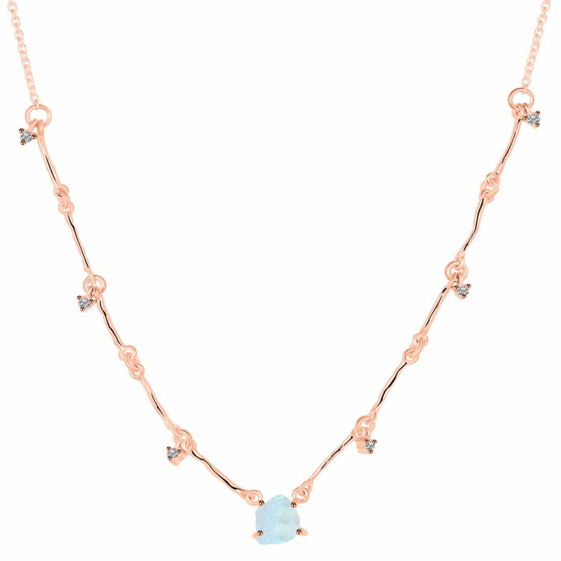 Moonstone  Raw Crystal & White Topaz Necklace RBM-RDN-385.