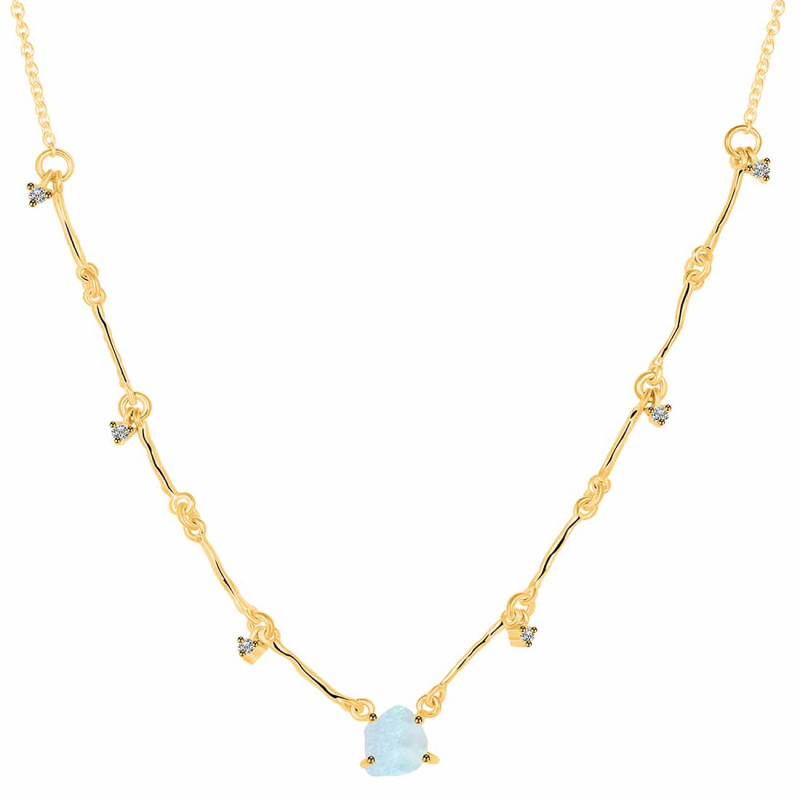 Moonstone  Raw Crystal & White Topaz Necklace RBM-RDN-385.