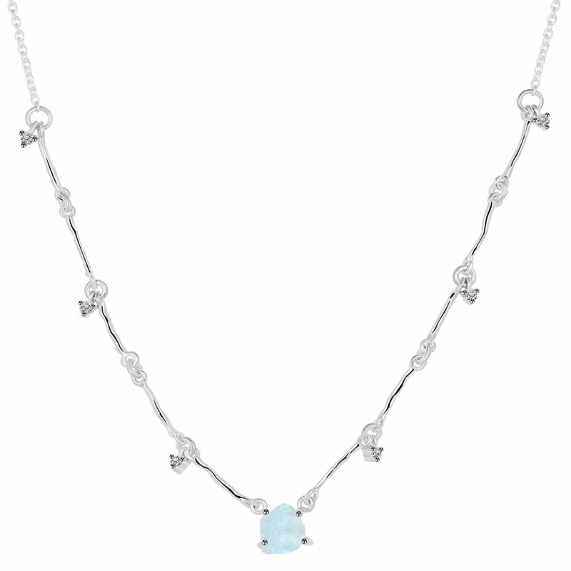 Moonstone  Raw Crystal & White Topaz Necklace RBM-RDN-385.