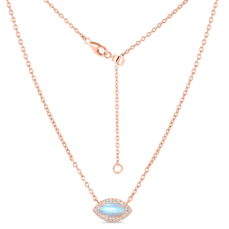 Moonstone & White Topaz Necklace With Adjustable Slider Lock RBM-RN-61.