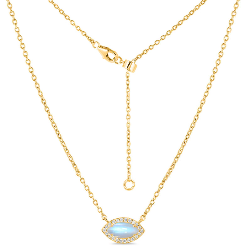 Moonstone & White Topaz Necklace With Adjustable Slider Lock RBM-RN-61.