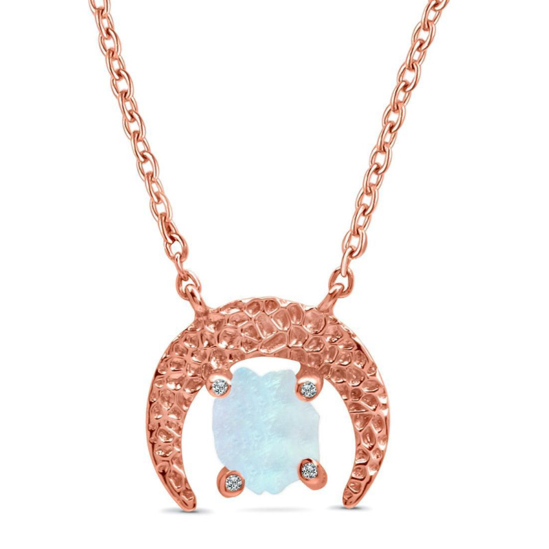 Moonstone Raw Crystal & White Topaz Necklace RBM-RN-67.