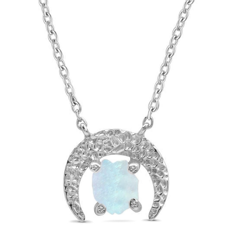 Moonstone Raw Crystal & White Topaz Necklace RBM-RN-67.
