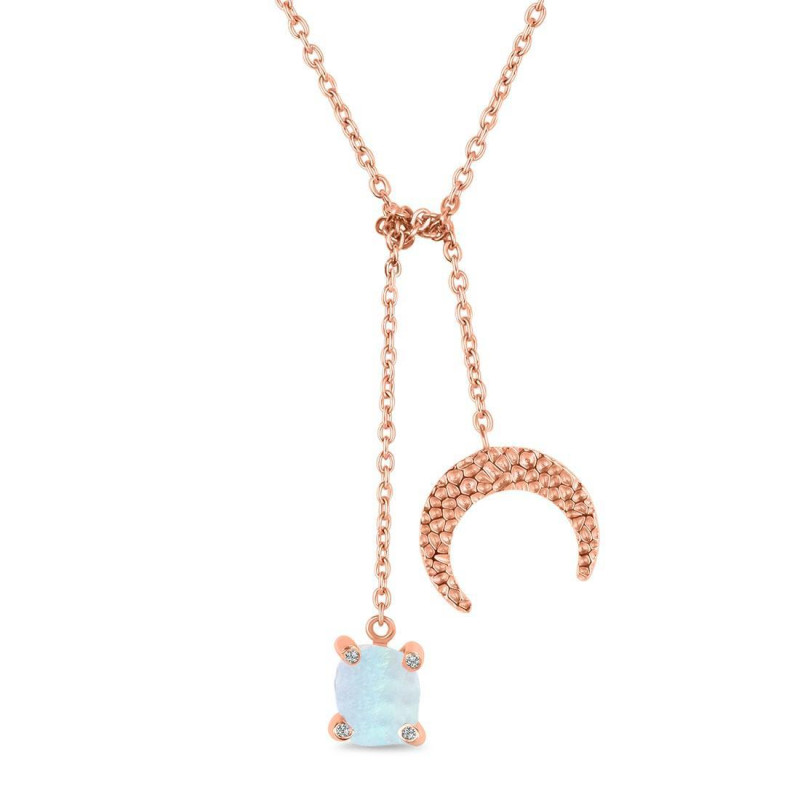 Moonstone Raw Crystal & White Topaz Necklace RBM-RN-71.