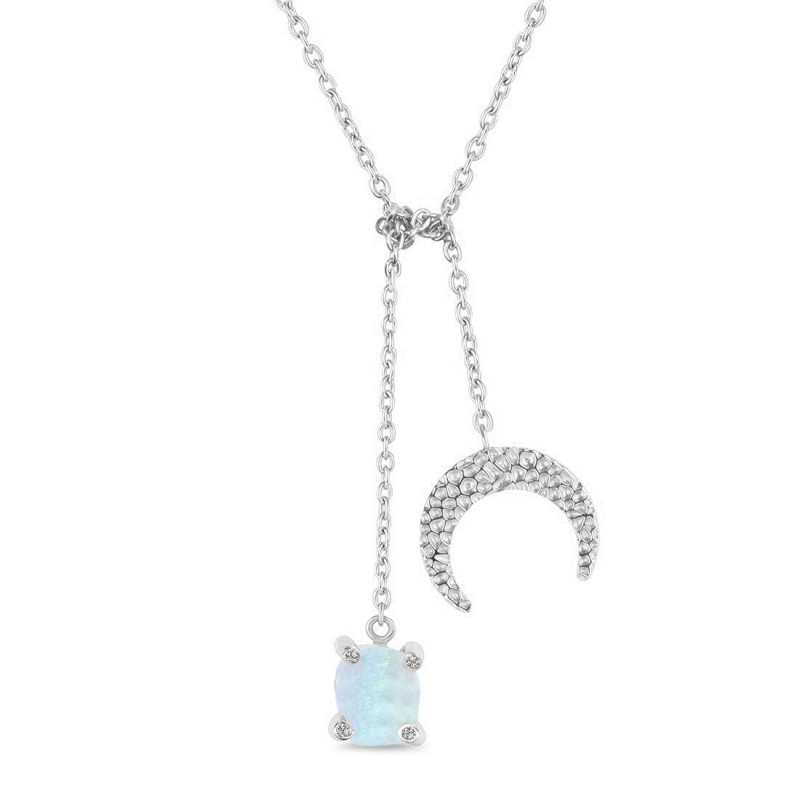 Moonstone Raw Crystal & White Topaz Necklace RBM-RN-71.