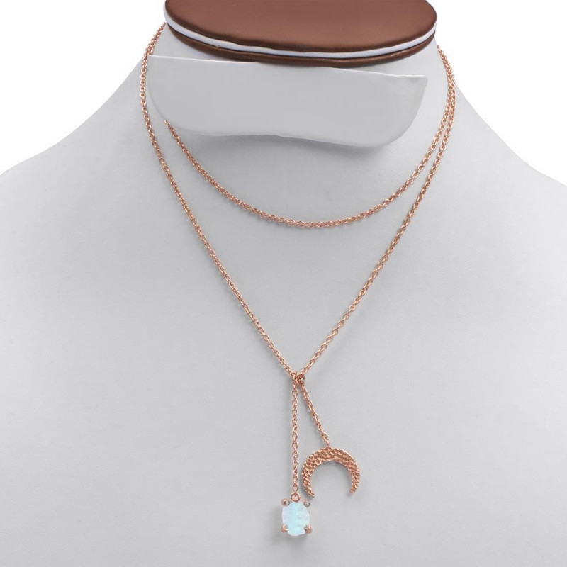 Moonstone Raw Crystal & White Topaz Necklace RBM-RN-71.