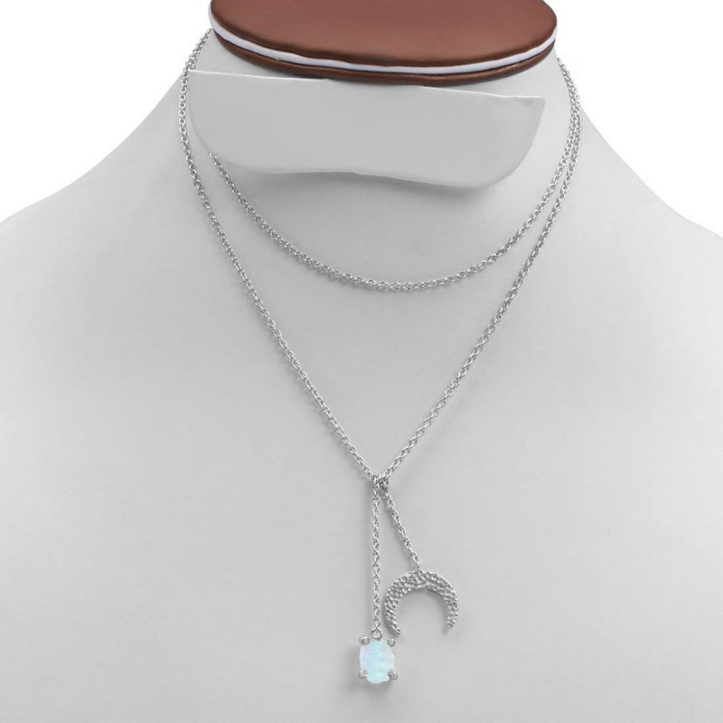 Moonstone Raw Crystal & White Topaz Necklace RBM-RN-71.