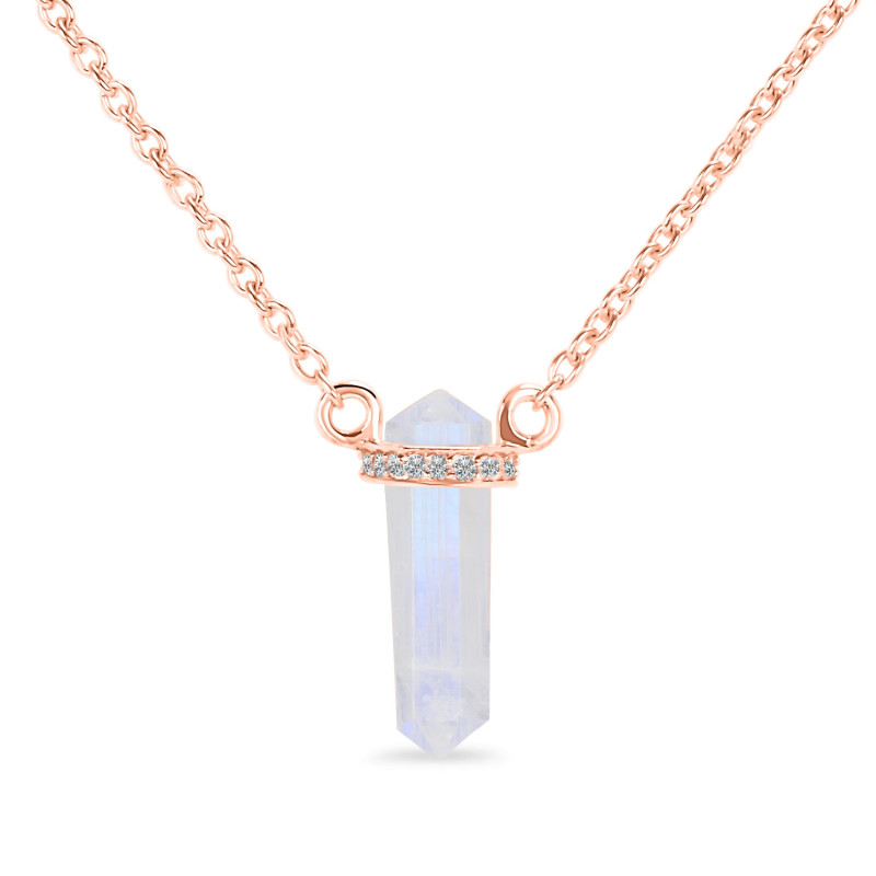 Moonstone & White Topaz Pencil Necklace RBM-RN-84.