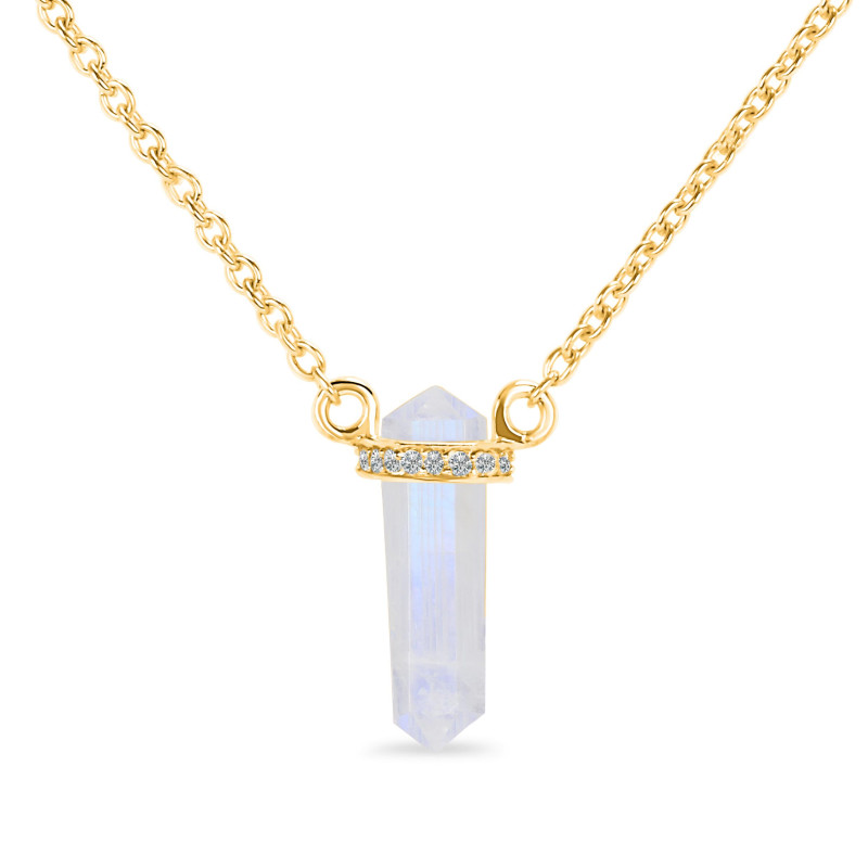 Moonstone & White Topaz Pencil Necklace RBM-RN-84.