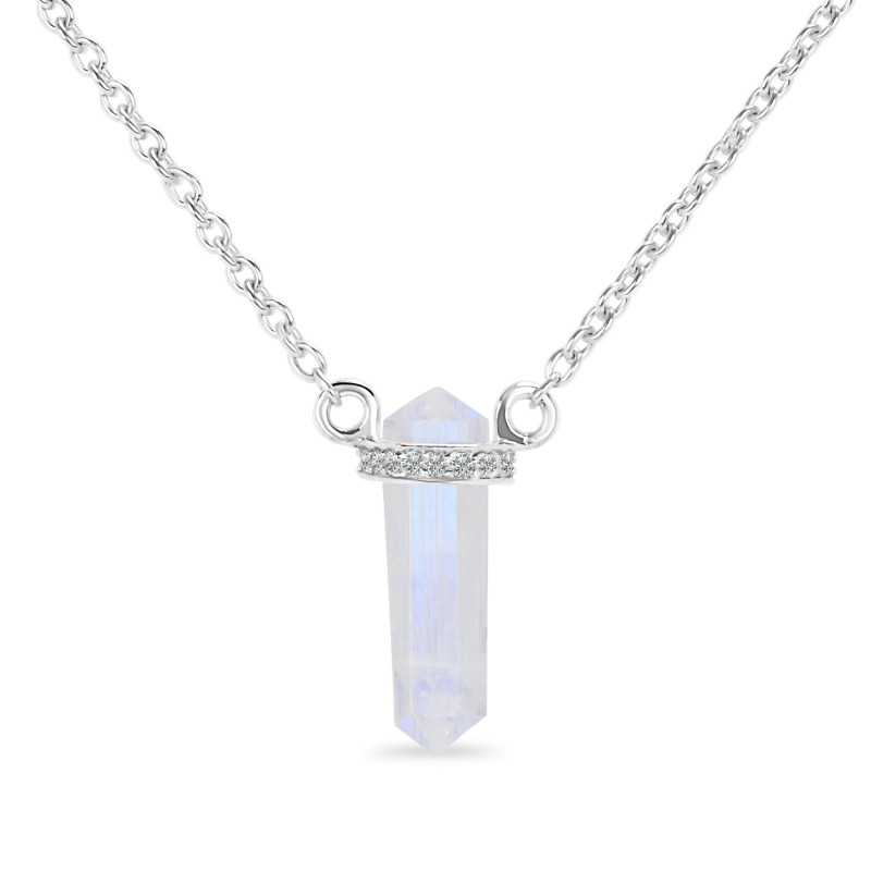 Moonstone & White Topaz Pencil Necklace RBM-RN-84.