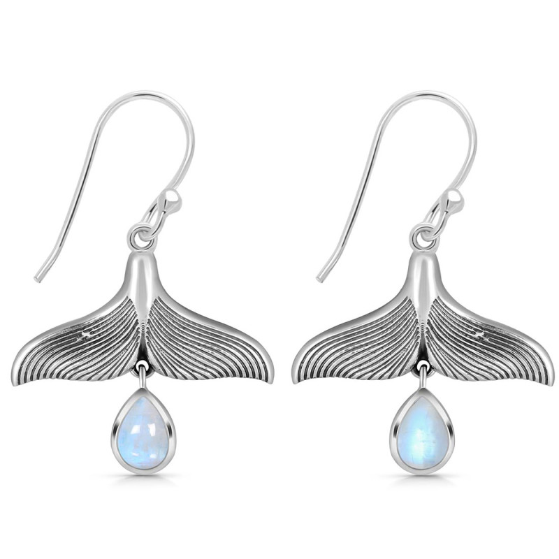 Moonstone Whale Tail Earring RBM-RUE-22.