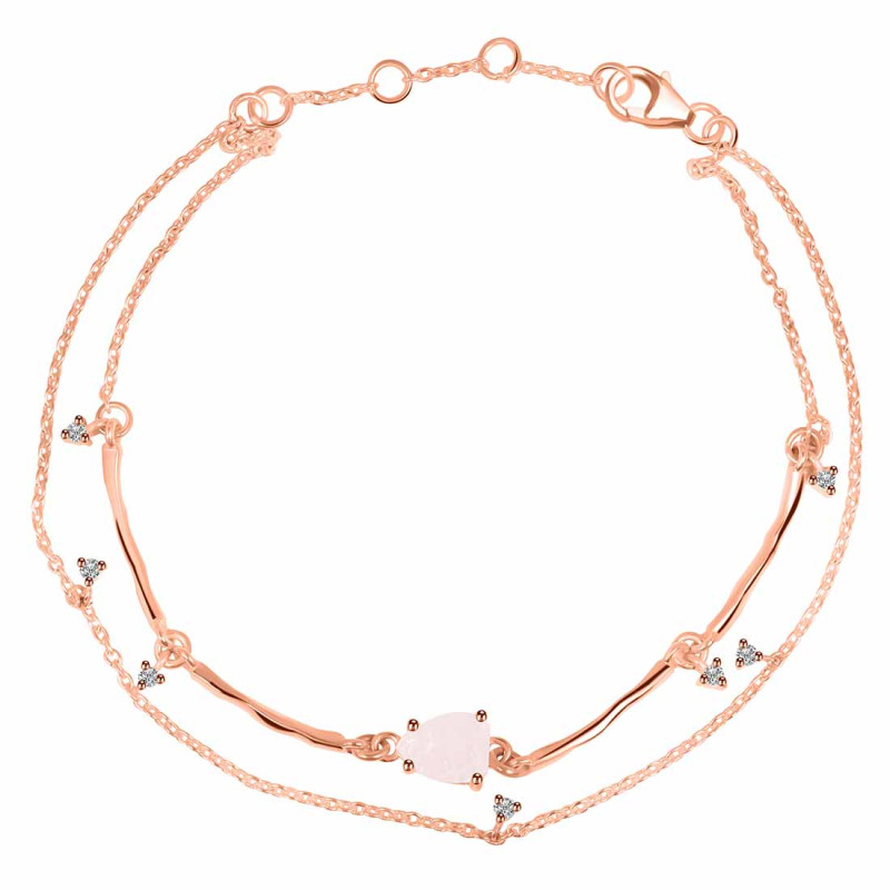 Rose Quartz  Raw Crystal & White Topaz Bracelet RSQ-RDB-168.