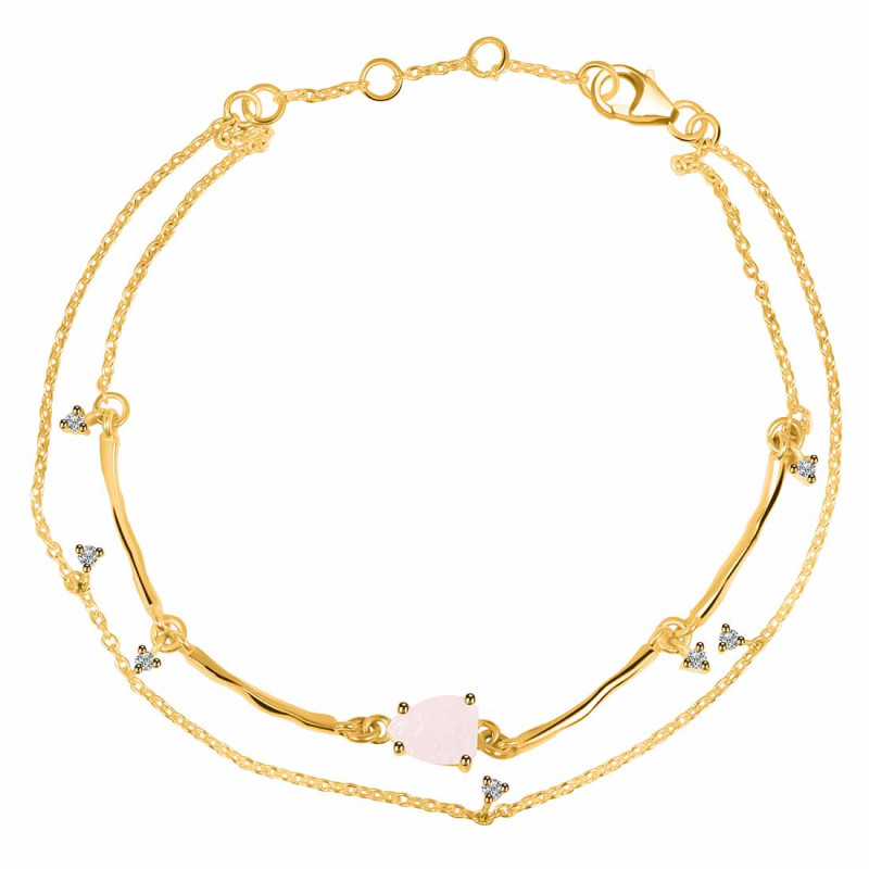 Rose Quartz  Raw Crystal & White Topaz Bracelet RSQ-RDB-168.