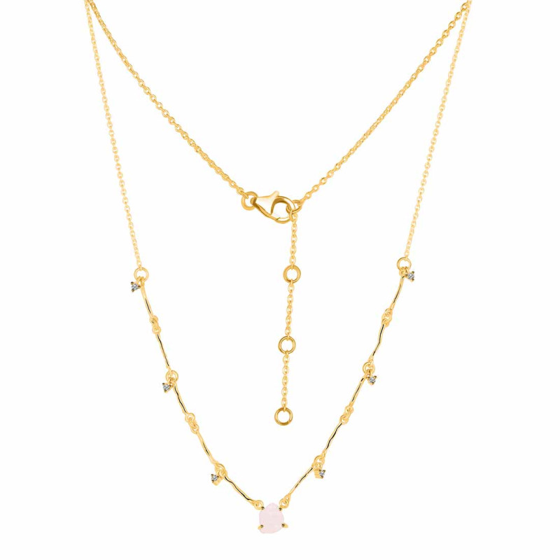 Rose Quartz  Raw Crystal & White Topaz Necklace RSQ-RDN-385.