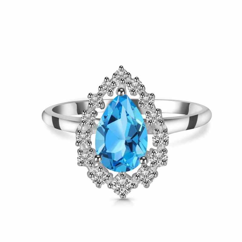 Swiss Blue Topaz & White Topaz Ring SBTZ-RDR-2770.