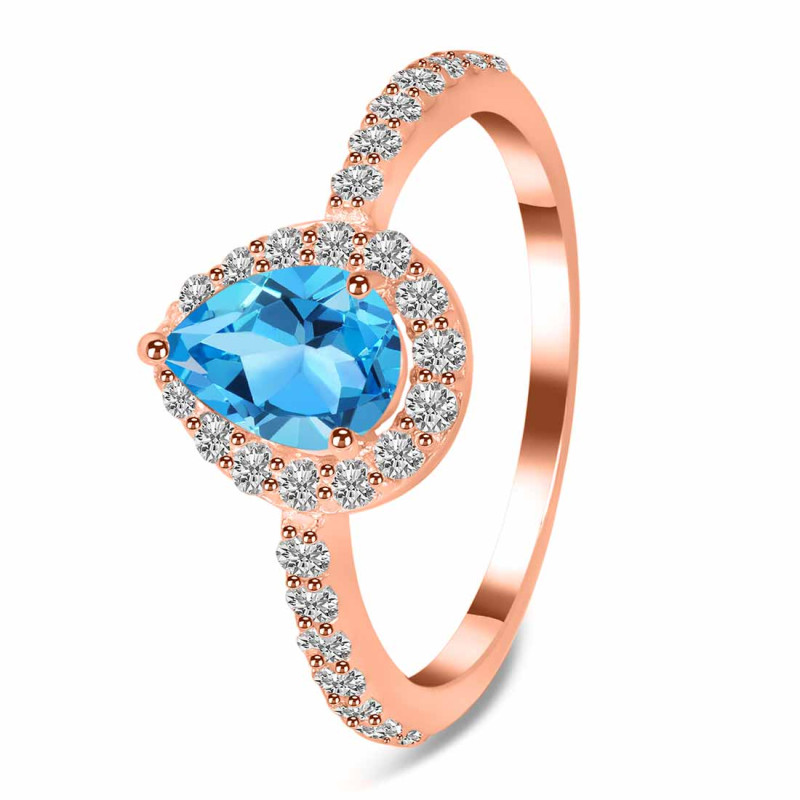 Swiss Blue Topaz & White Topaz Ring SBTZ-RDR-3161.