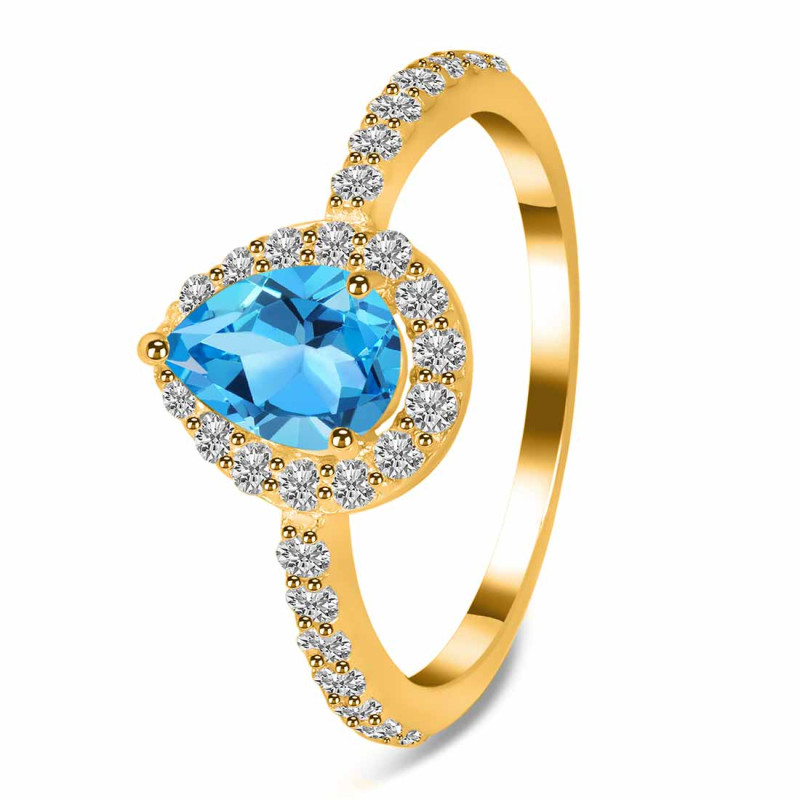 Swiss Blue Topaz & White Topaz Ring SBTZ-RDR-3161.