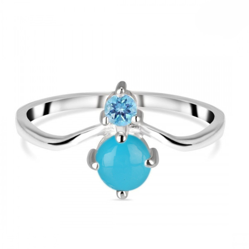Turquoise & Blue Topaz Ring TRQ-RDR-1497.
