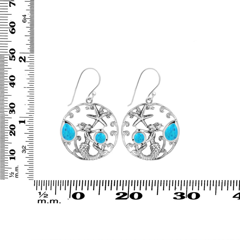 Turquoise Mermaid & Star Fish Earring TRQ-RUE-52.