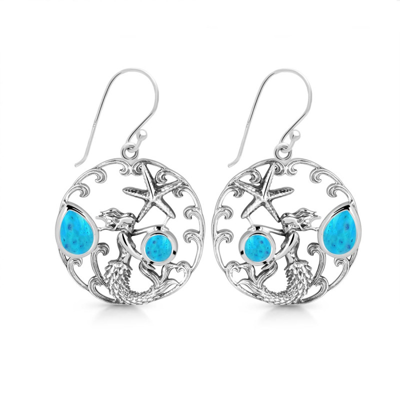 Turquoise Mermaid & Star Fish Earring TRQ-RUE-52.