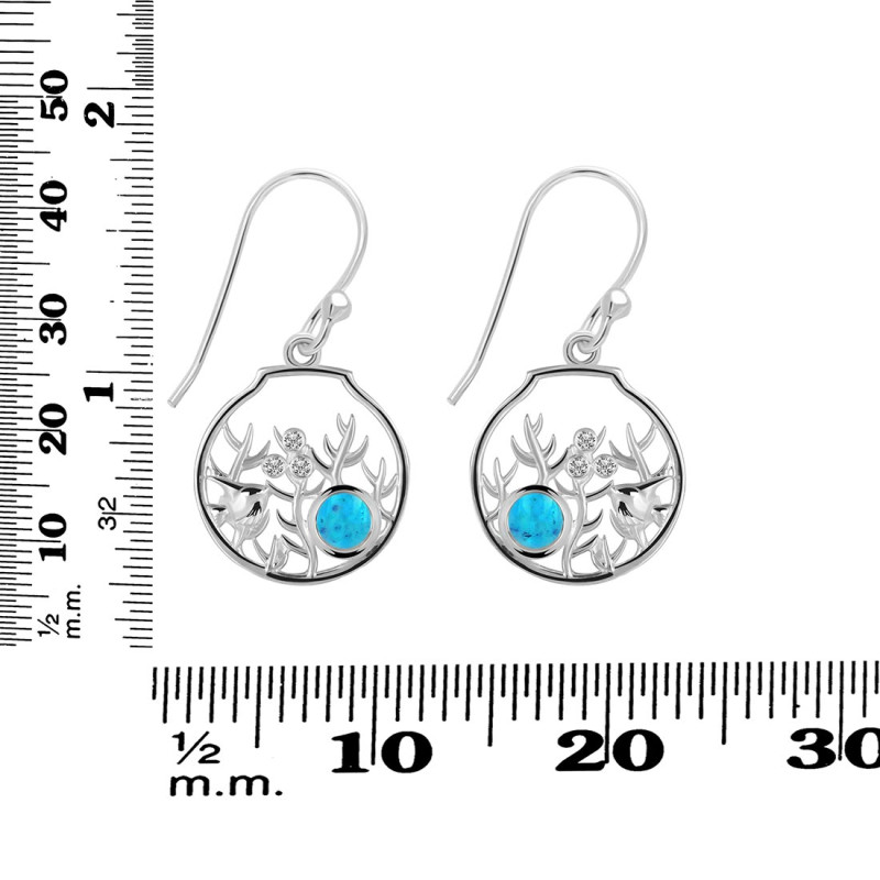 Turquoise & White Topaz Fish Earring TRQ-RUE-62.