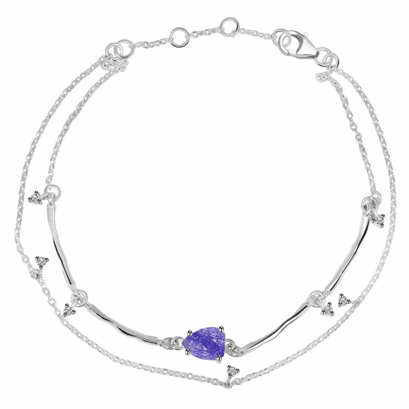 Tanzanite Raw Crystal & White Topaz Bracelet TZN-RDB-168.
