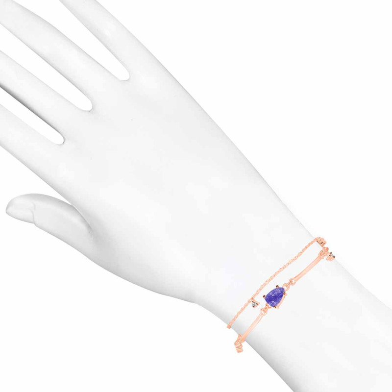 Tanzanite Raw Crystal & White Topaz Bracelet TZN-RDB-168.