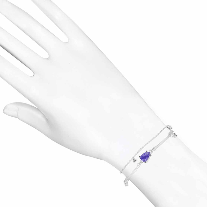 Tanzanite Raw Crystal & White Topaz Bracelet TZN-RDB-168.