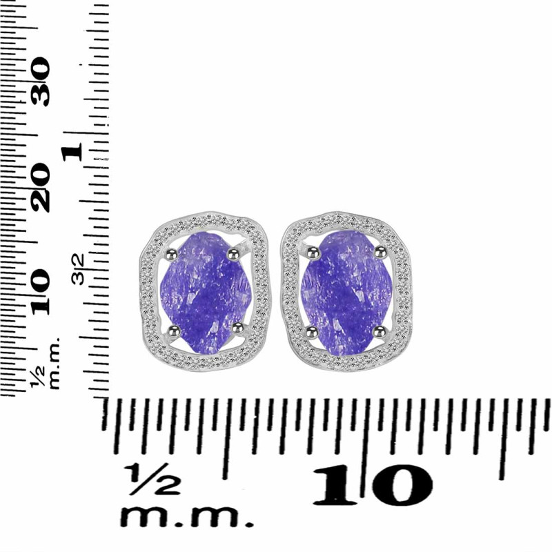 Tanzanite Raw Crystal & White Topaz Stud Earring TZN-RDE-1255.