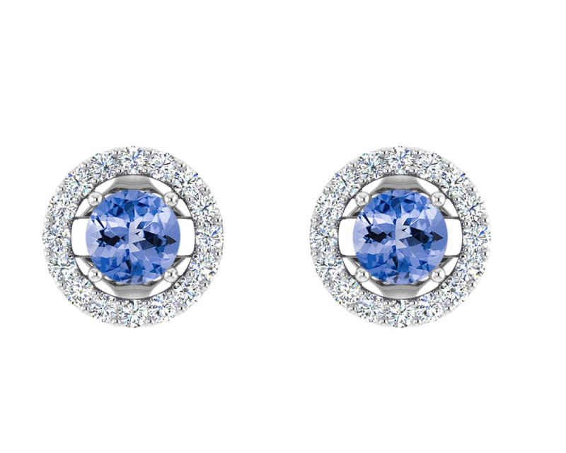 Tanzanite & White Topaz Stud Earring TZN-RDE-984.