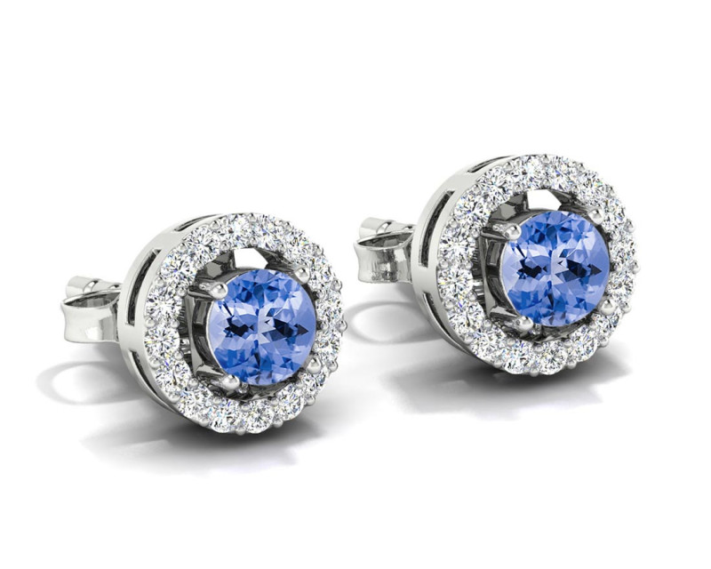 Tanzanite & White Topaz Stud Earring TZN-RDE-984.