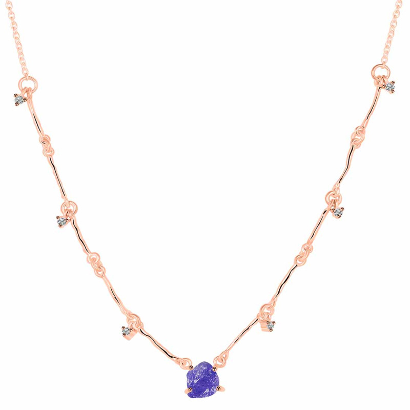 Tanzanite  Raw Crystal & White Topaz Necklace TZN-RDN-385.
