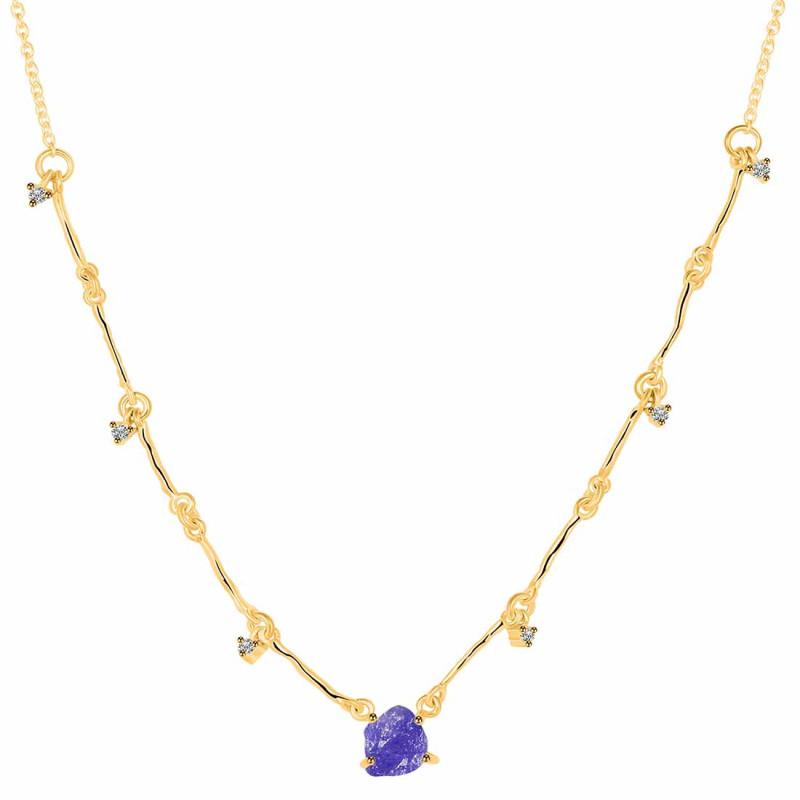 Tanzanite  Raw Crystal & White Topaz Necklace TZN-RDN-385.