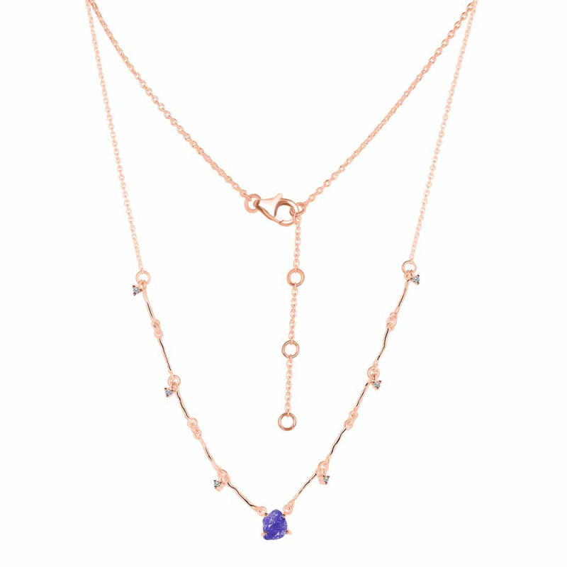 Tanzanite  Raw Crystal & White Topaz Necklace TZN-RDN-385.