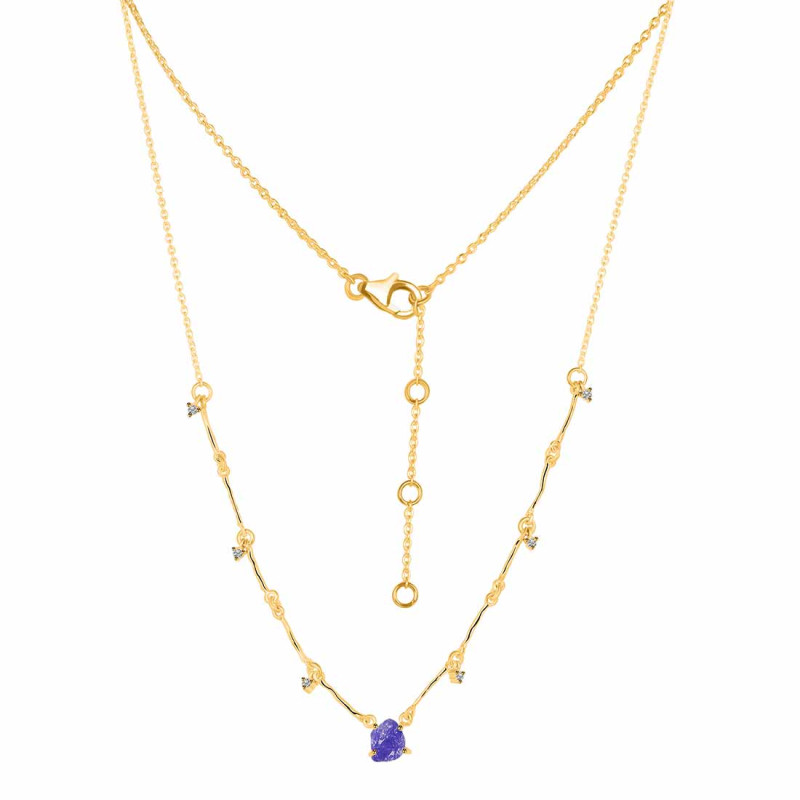 Tanzanite  Raw Crystal & White Topaz Necklace TZN-RDN-385.