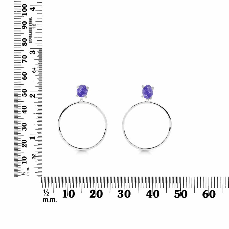 Tanzanite  Raw Crystal & White Topaz Earring TZN-RE-59.