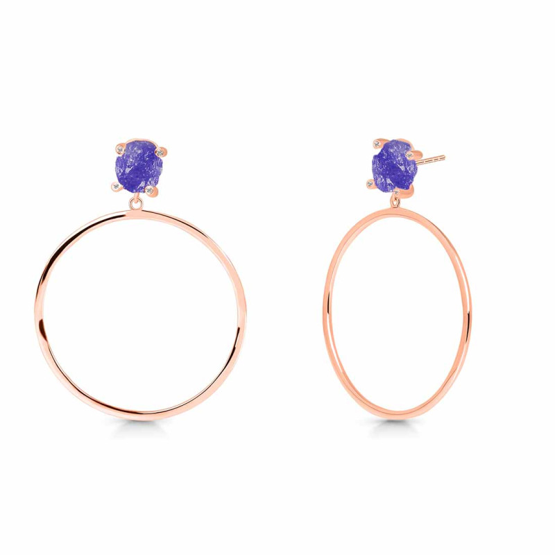 Tanzanite  Raw Crystal & White Topaz Earring TZN-RE-59.