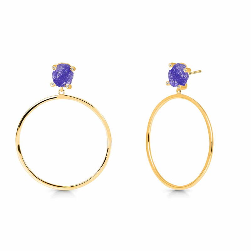 Tanzanite  Raw Crystal & White Topaz Earring TZN-RE-59.