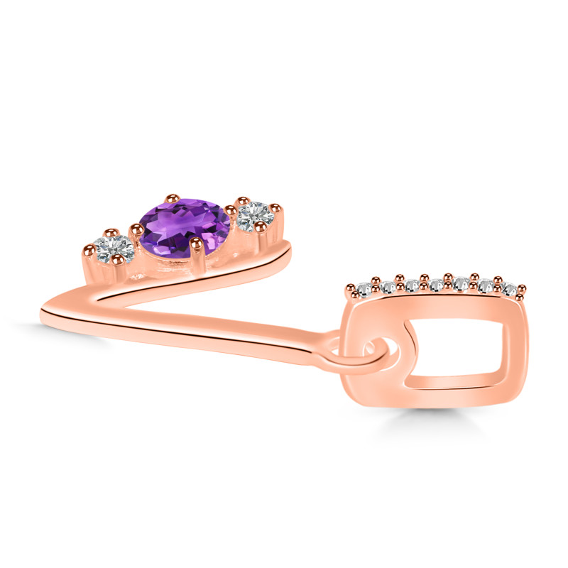 Amethyst & White Topaz Alphabet V Pendant AMT-RDA-100.