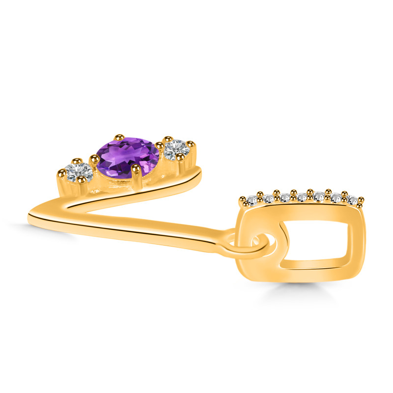 Amethyst & White Topaz Alphabet V Pendant AMT-RDA-100.