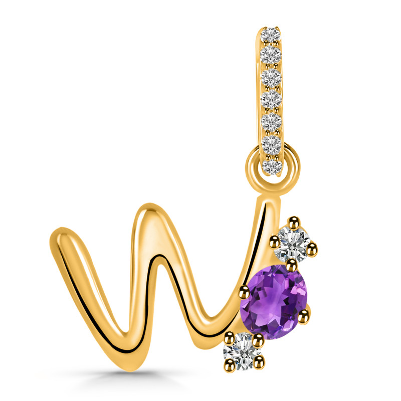Amethyst & White Topaz Alphabet W Pendant AMT-RDA-101.