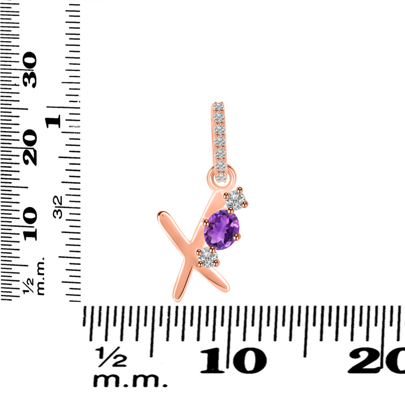 Amethyst & White Topaz Alphabet X Pendant AMT-RDA-102.
